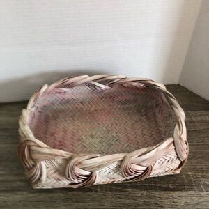 Hand Woven Pink Basket with Detailed Design